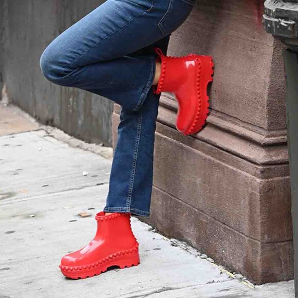 NEW CARMEN SOL Graziano Jelly Studded Boots IN red for women 1025 10t5 - Picture 1 of 12